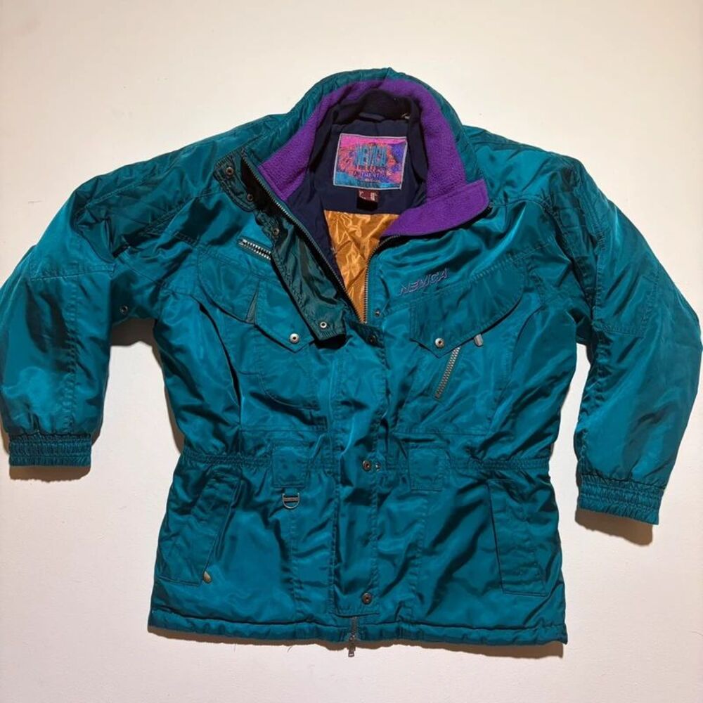 Vintage Women's Nevica Ski Jackets Blue and Purple Size 12